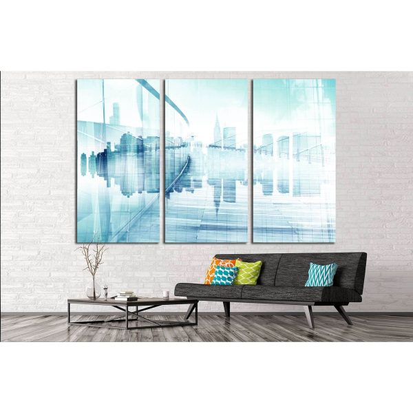 Abstract View of Urban Scene and Skyscrapers №2545 Ready to Hang Canvas Print For Cheap - Image 2