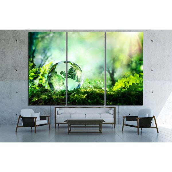 crystal globe resting on moss in a forest - environment concept №2546 Ready to Hang Canvas Print Online Sale - Image 2