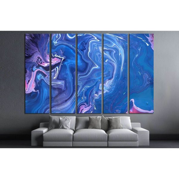 Marble texture. Blue and pink painted waves. Modern artistic design. №2562 Ready to Hang Canvas Print Sale - Image 2