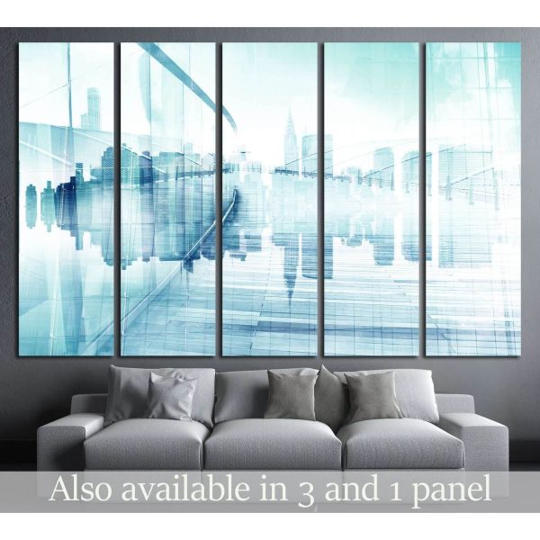 Abstract View of Urban Scene and Skyscrapers №2545 Ready to Hang Canvas Print For Cheap