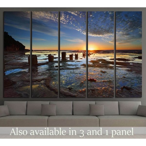 The golden sun rises on the horizon its first rays of light streaking across Australia №2523 Ready to Hang Canvas Print Online now