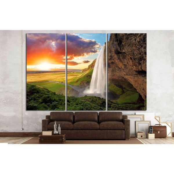 Waterfall, Iceland - Seljalandsfoss №646 Ready to Hang Canvas Print Fashion - Image 2