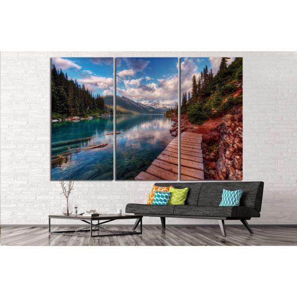 Mountain lake and evergreen trees №649 Ready to Hang Canvas Print Discount - Image 3