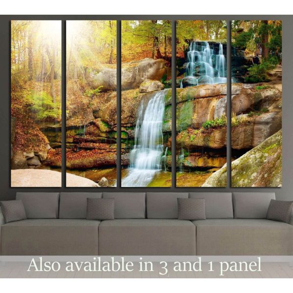 Waterfall in forest №2500 Ready to Hang Canvas Print Online Hot Sale