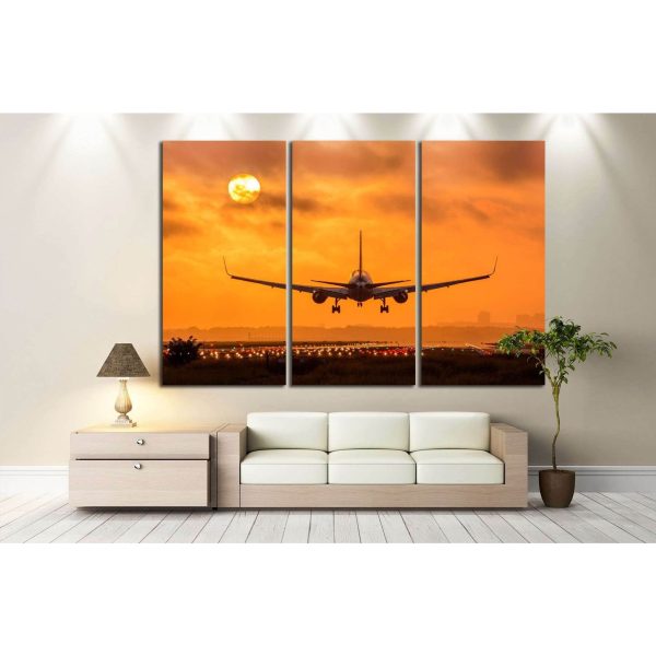 Airplane in Sunset №146 Ready to Hang Canvas Print Cheap - Image 3