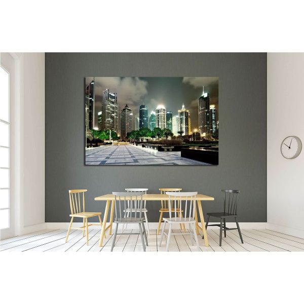 beautiful night scene in shanghai financial center №2238 Ready to Hang Canvas Print For Discount - Image 3