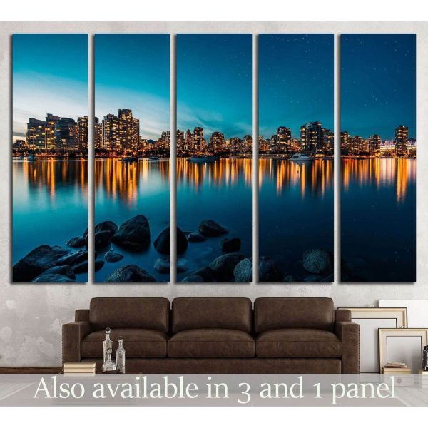 Vancouver skyline reflection at sunset №2023 Ready to Hang Canvas Print Supply