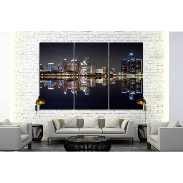 Detroit Cityscape №132 Ready to Hang Canvas Print For Cheap - Image 2