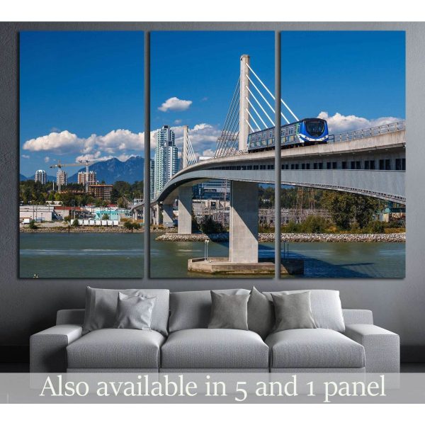 VANCOUVER, Canada Line train passes bridge №2316 Ready to Hang Canvas Print Cheap