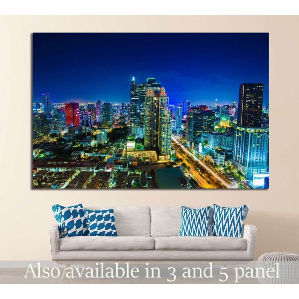 night landscape buildings №995 Ready to Hang Canvas Print Online now