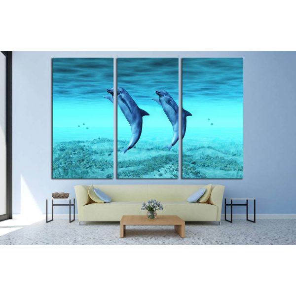 dancing dolphins №2335 Ready to Hang Canvas Print Sale - Image 2