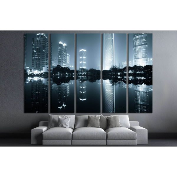 the night view of the lujiazui financial centre in shanghai china №2230 Ready to Hang Canvas Print Online now - Image 3