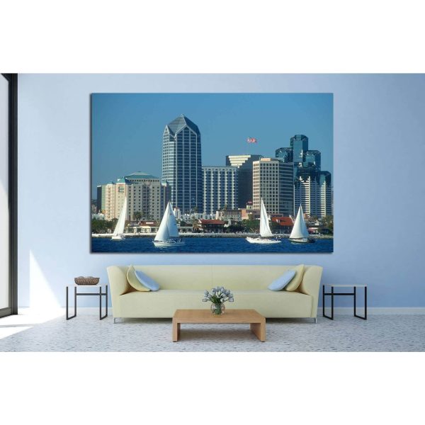 Skyline of San Diego, California №1011 Ready to Hang Canvas Print Online Sale - Image 2