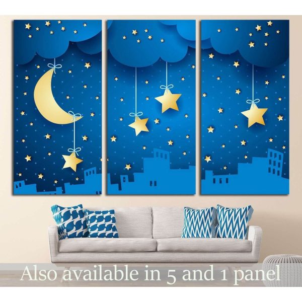 moon and skyline №735 Ready to Hang Canvas Print Fashion
