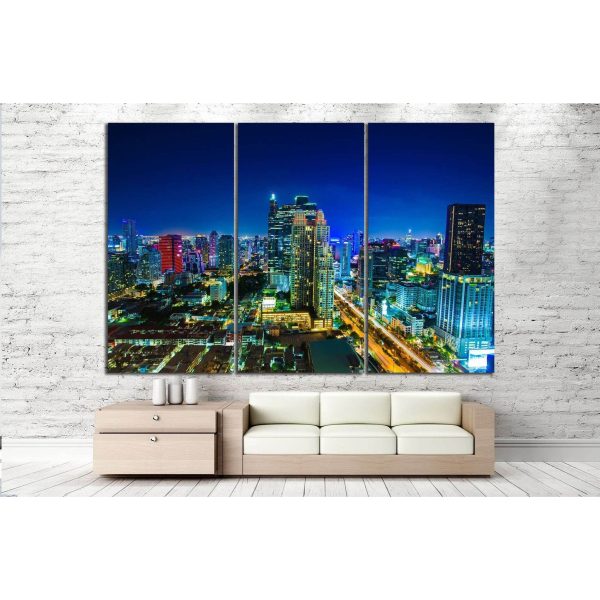 night landscape buildings №995 Ready to Hang Canvas Print Online now - Image 2