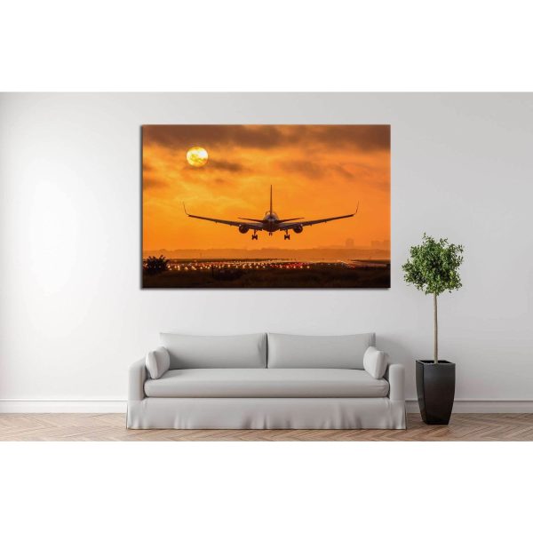 Airplane in Sunset №146 Ready to Hang Canvas Print Cheap - Image 2