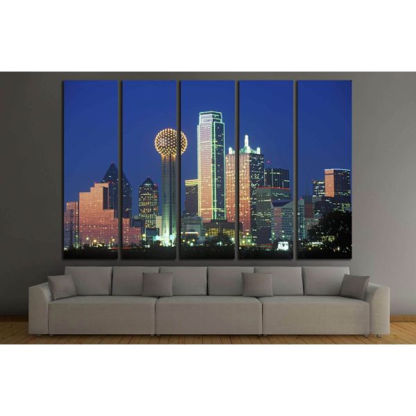 Dallas, TX skyline at night №2153 Ready to Hang Canvas Print For Cheap - Image 2