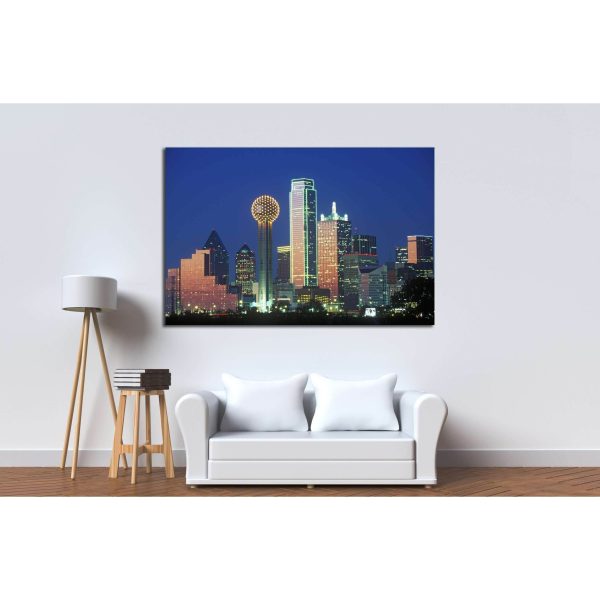 Dallas, TX skyline at night №2153 Ready to Hang Canvas Print For Cheap - Image 3