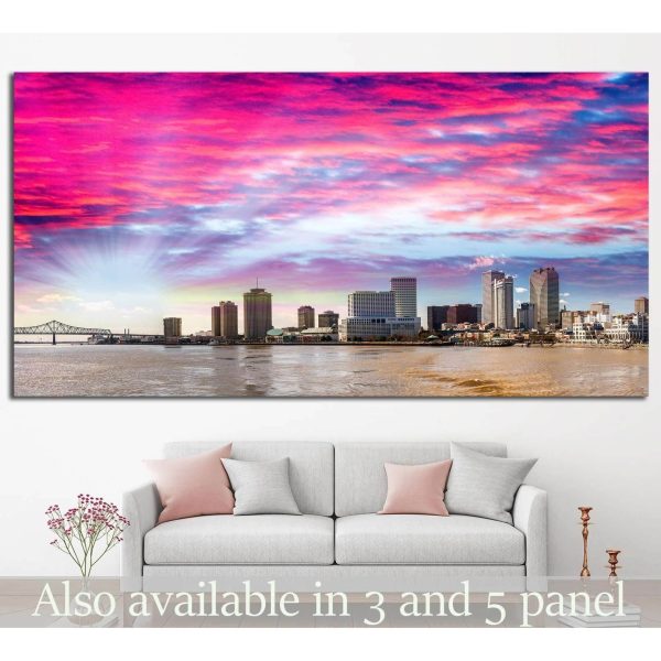 Beautiful sunset over New Orleans, Lousiana №1111 Ready to Hang Canvas Print For Cheap