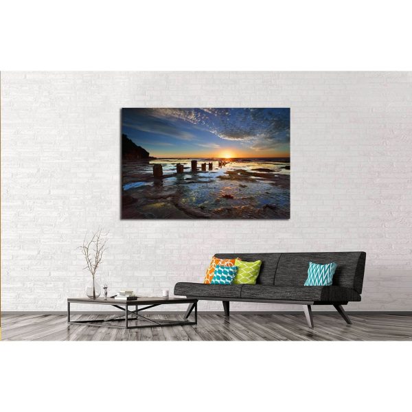 The golden sun rises on the horizon its first rays of light streaking across Australia №2523 Ready to Hang Canvas Print Online now - Image 3