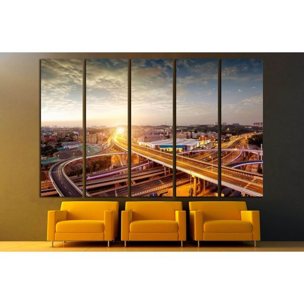 night view of the bridge and city in china №2280 Ready to Hang Canvas Print Online Sale - Image 2