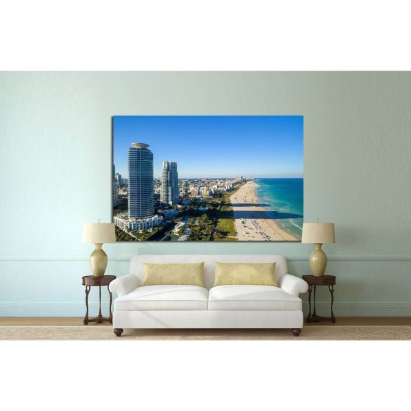 Miami skyline from helicopter №1099 Ready to Hang Canvas Print Online - Image 2