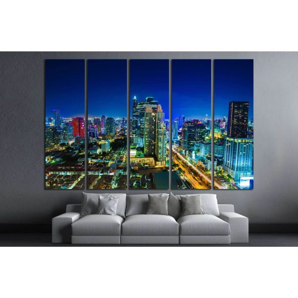 night landscape buildings №995 Ready to Hang Canvas Print Online now - Image 3