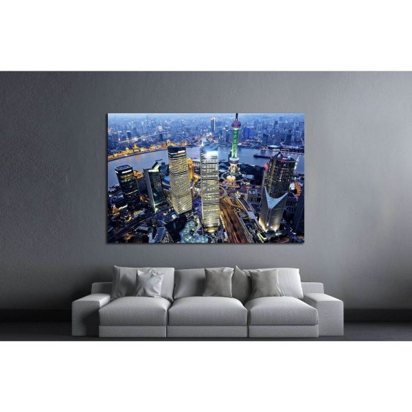 shanghai at night from jinmao building №1170 Ready to Hang Canvas Print Online now - Image 3