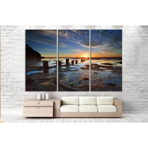 The golden sun rises on the horizon its first rays of light streaking across Australia №2523 Ready to Hang Canvas Print Online now - Image 2
