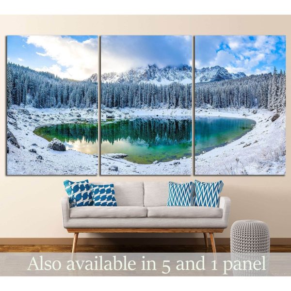 Winter mountain lake №718 Ready to Hang Canvas Print For Sale