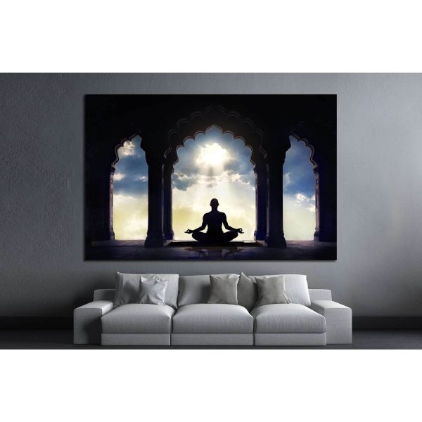 Meditating in old temple №701 Ready to Hang Canvas Print Supply - Image 3