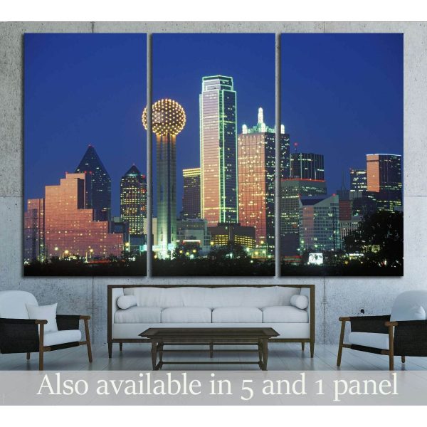 Dallas, TX skyline at night №2153 Ready to Hang Canvas Print For Cheap