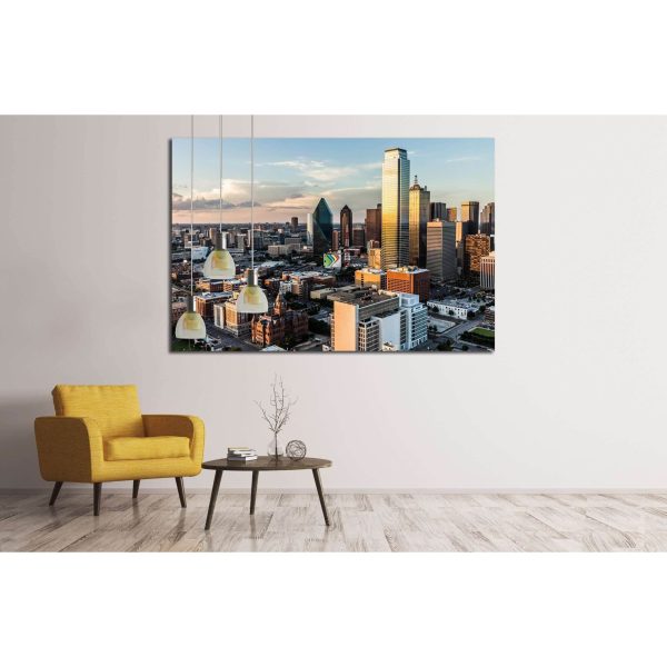 Clouds float across the sky in the setting sun of downtown Dallas, DALLAS, CIRCA №2208 Ready to Hang Canvas Print Online - Image 3