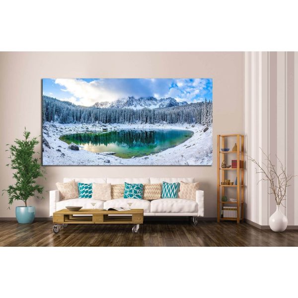 Winter mountain lake №718 Ready to Hang Canvas Print For Sale - Image 3