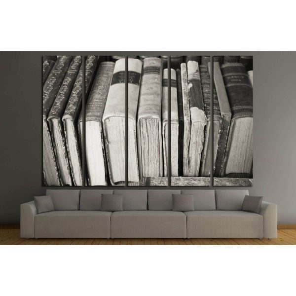 B&W old books №2541 Ready to Hang Canvas Print For Sale - Image 3