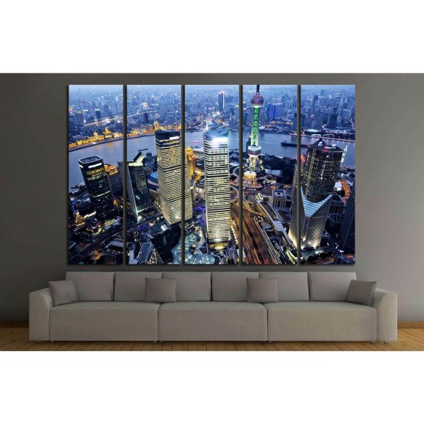 shanghai at night from jinmao building №1170 Ready to Hang Canvas Print Online now - Image 2