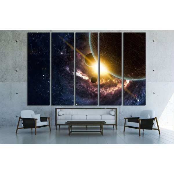 Planets over the nebulae in space №2463 Ready to Hang Canvas Print Online Hot Sale - Image 3